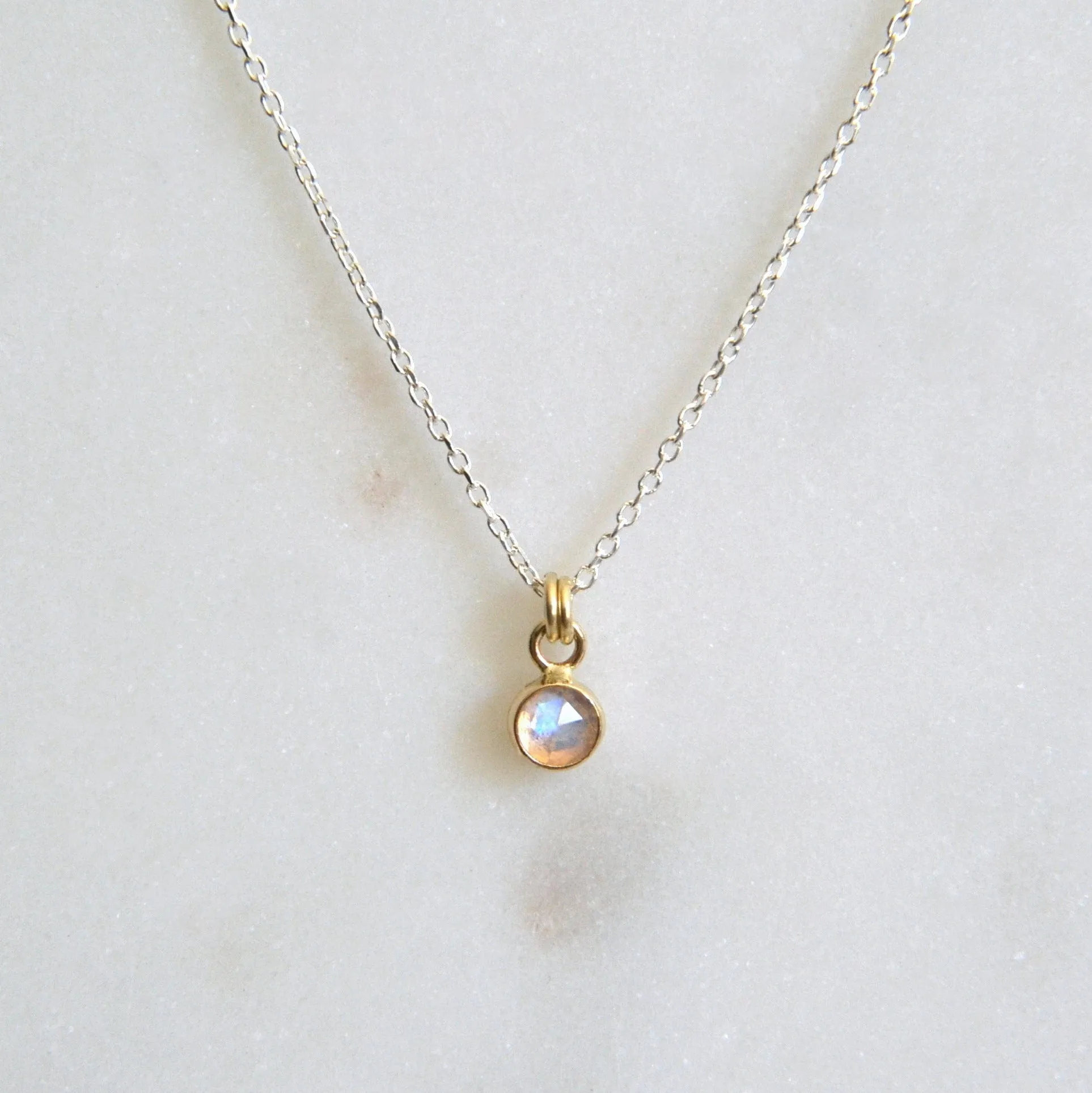 14k & Silver Moonstone Necklace