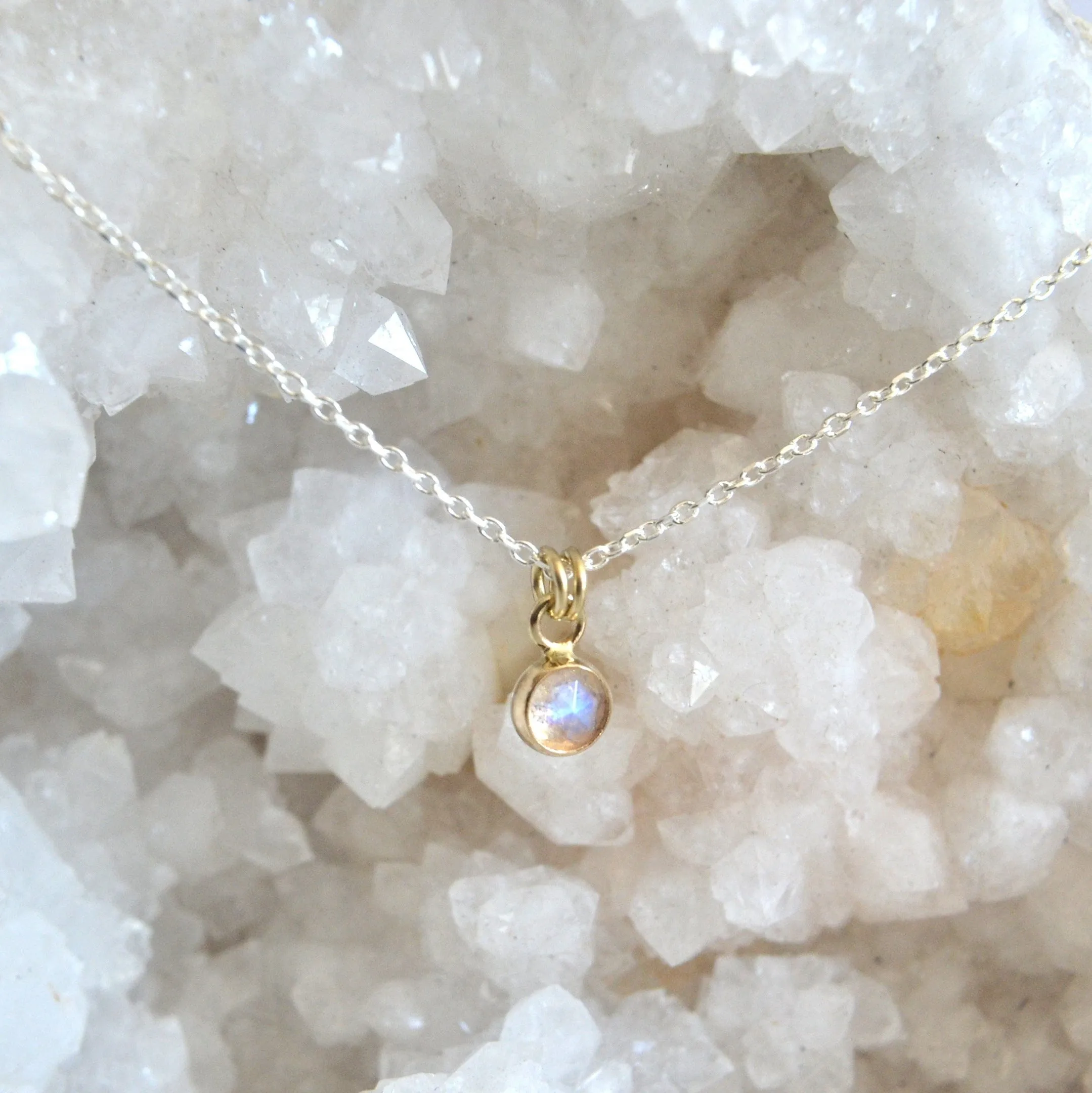 14k & Silver Moonstone Necklace
