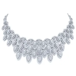 18k Classy White Gold Diamond Necklace - 34.65ct V0099