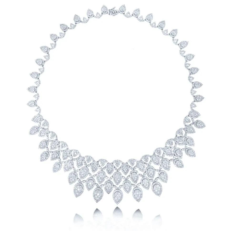 18k Classy White Gold Diamond Necklace - 34.65ct V0099