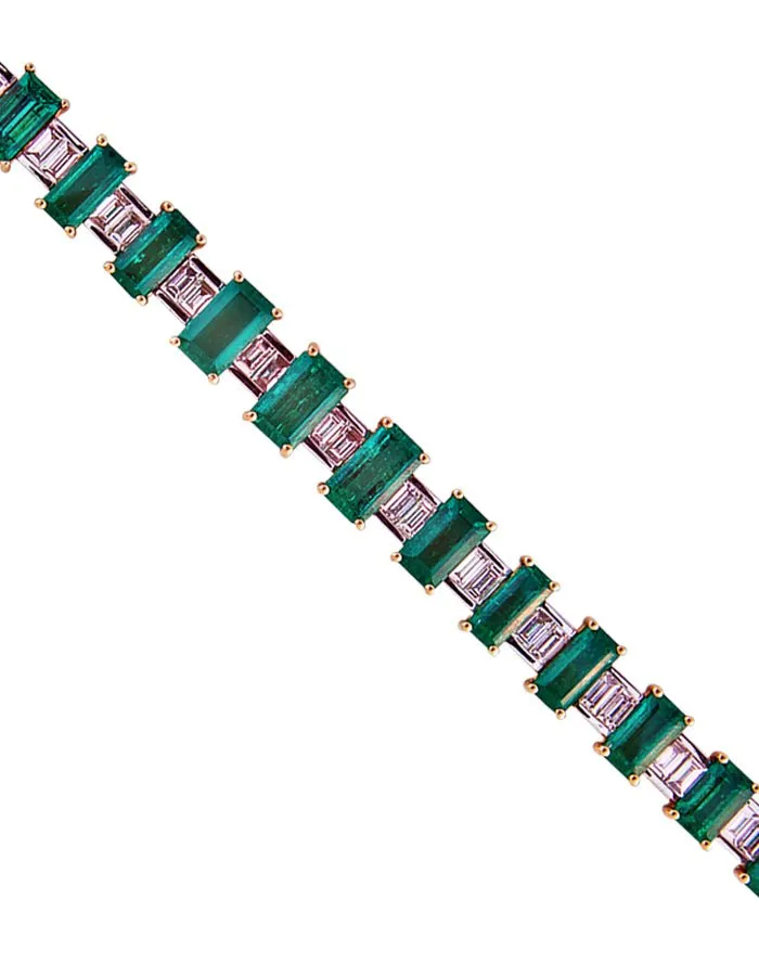 18k Yellow and White Gold, Emerald and Diamond Bracelet
