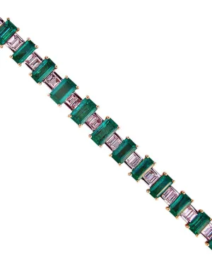18k Yellow and White Gold, Emerald and Diamond Bracelet