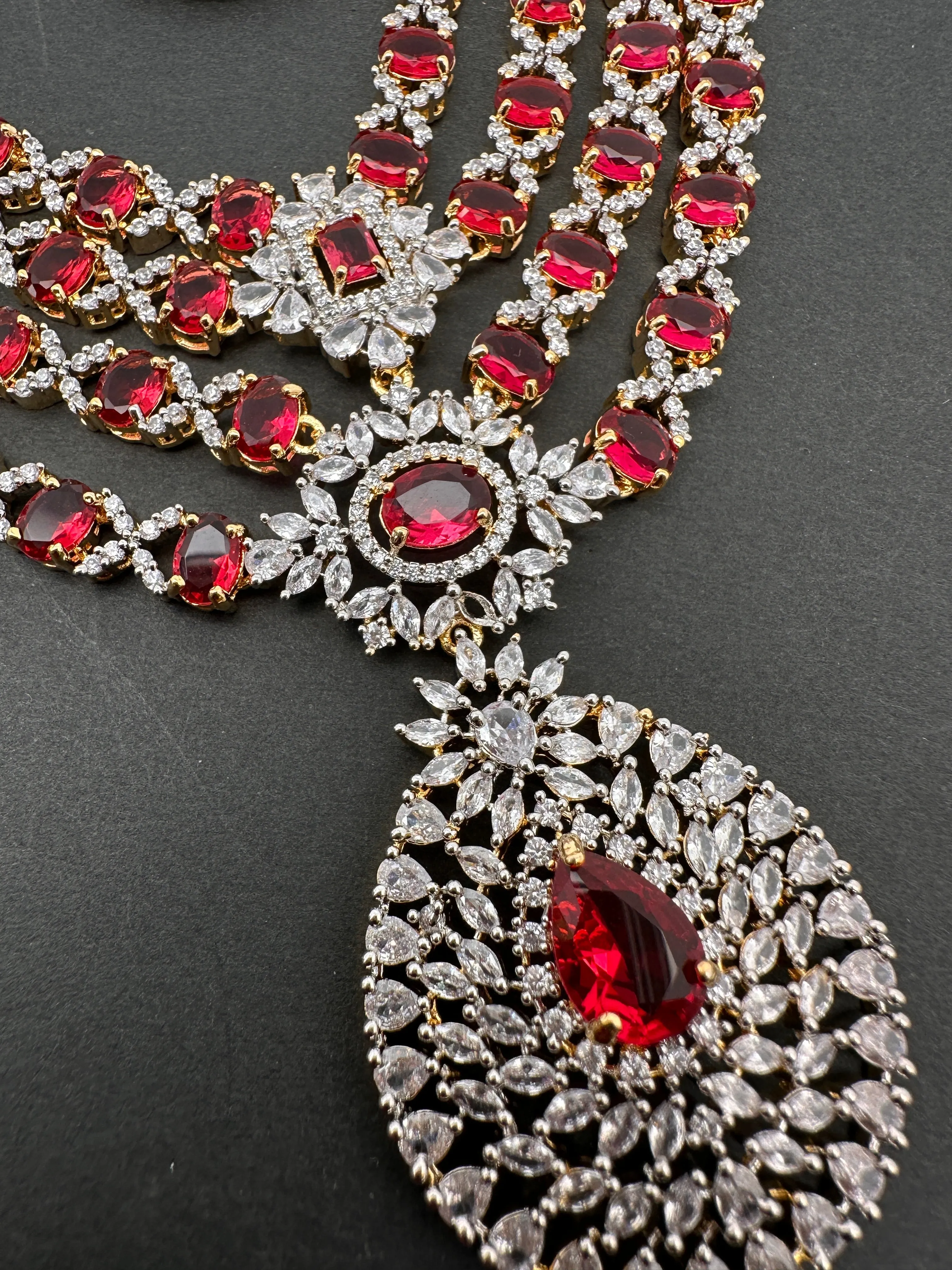 AD Color Stone four layer Short Necklace