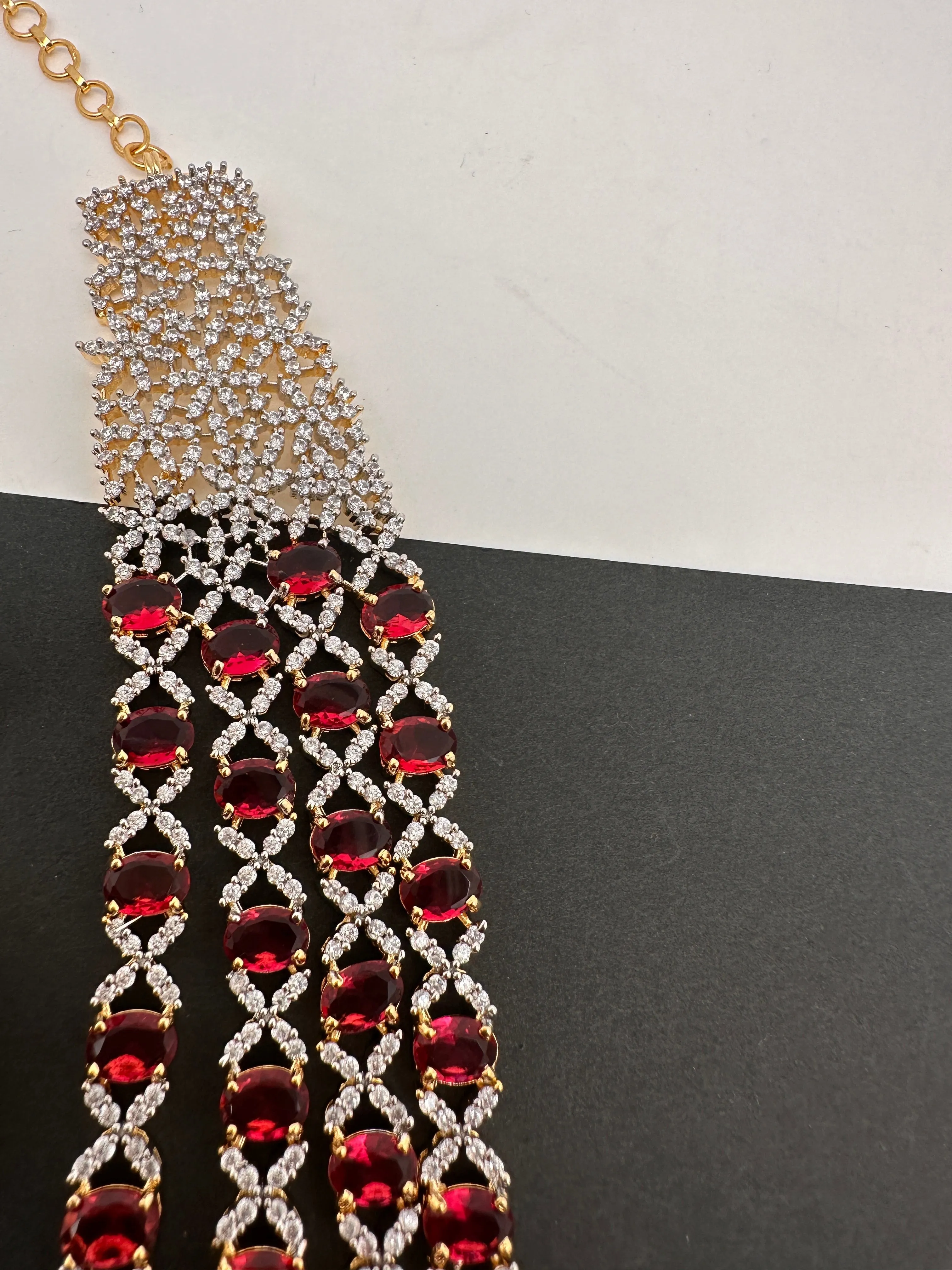 AD Color Stone four layer Short Necklace