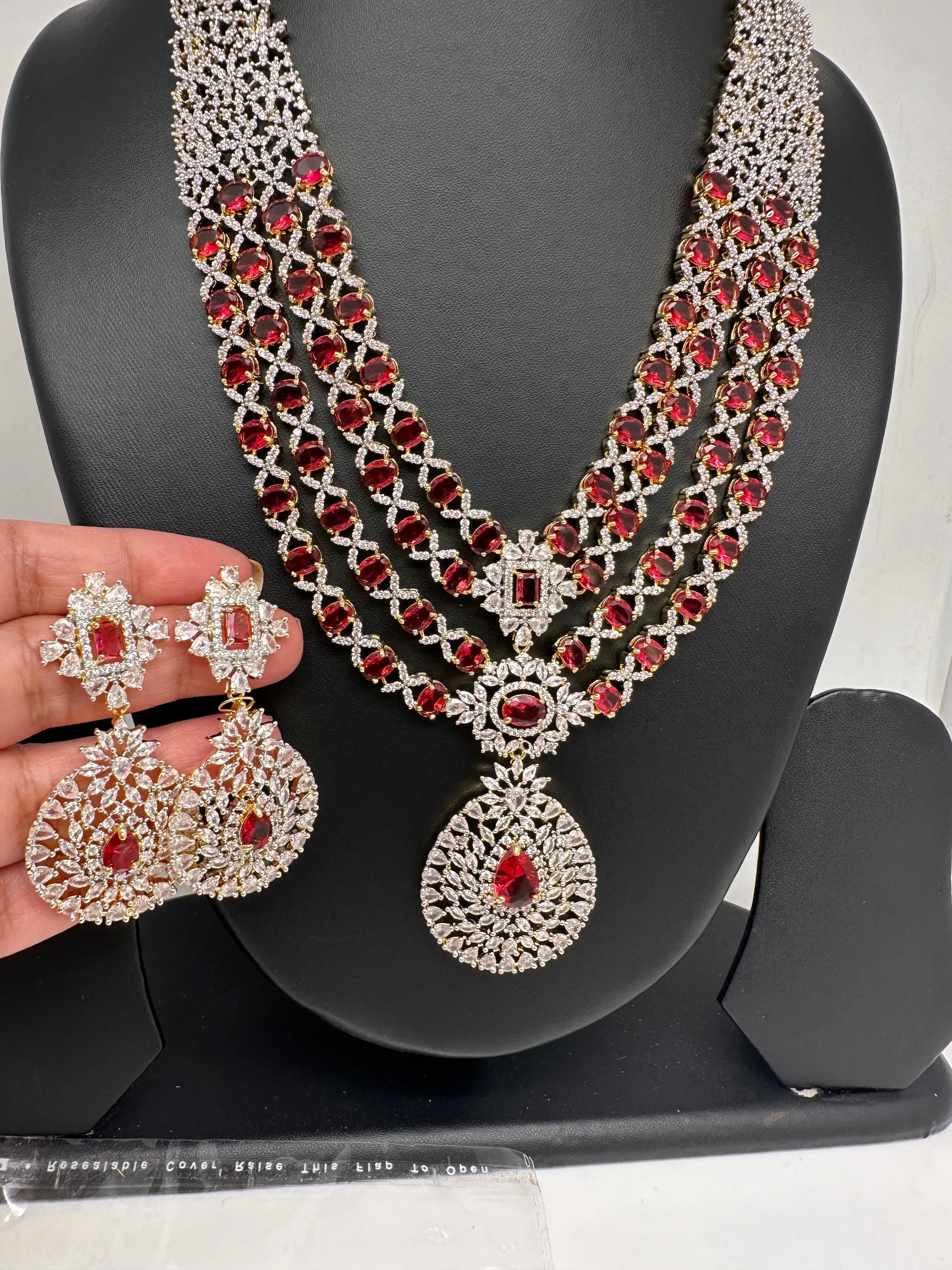 AD Color Stone four layer Short Necklace