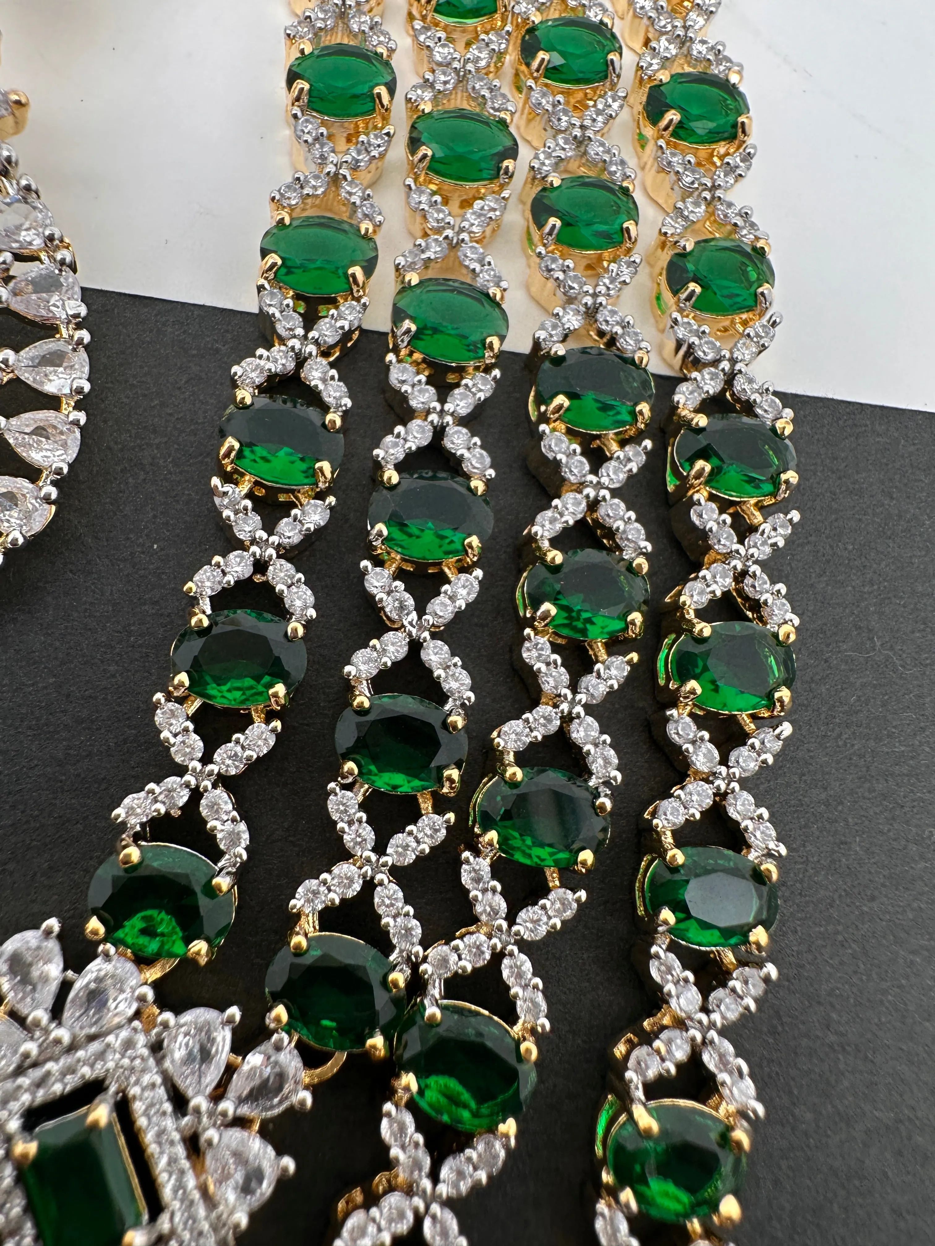 AD Color Stone four layer Short Necklace