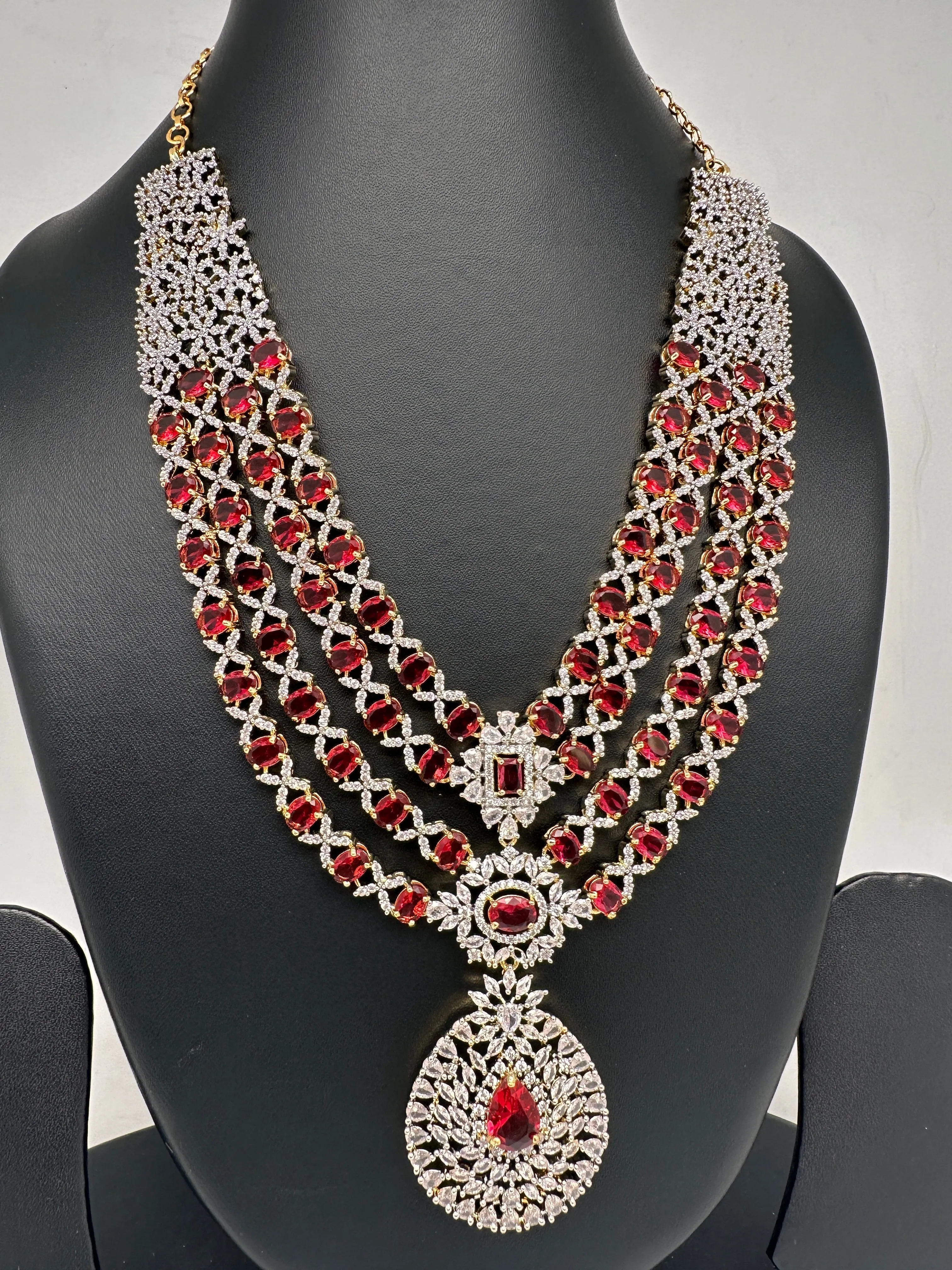 AD Color Stone four layer Short Necklace