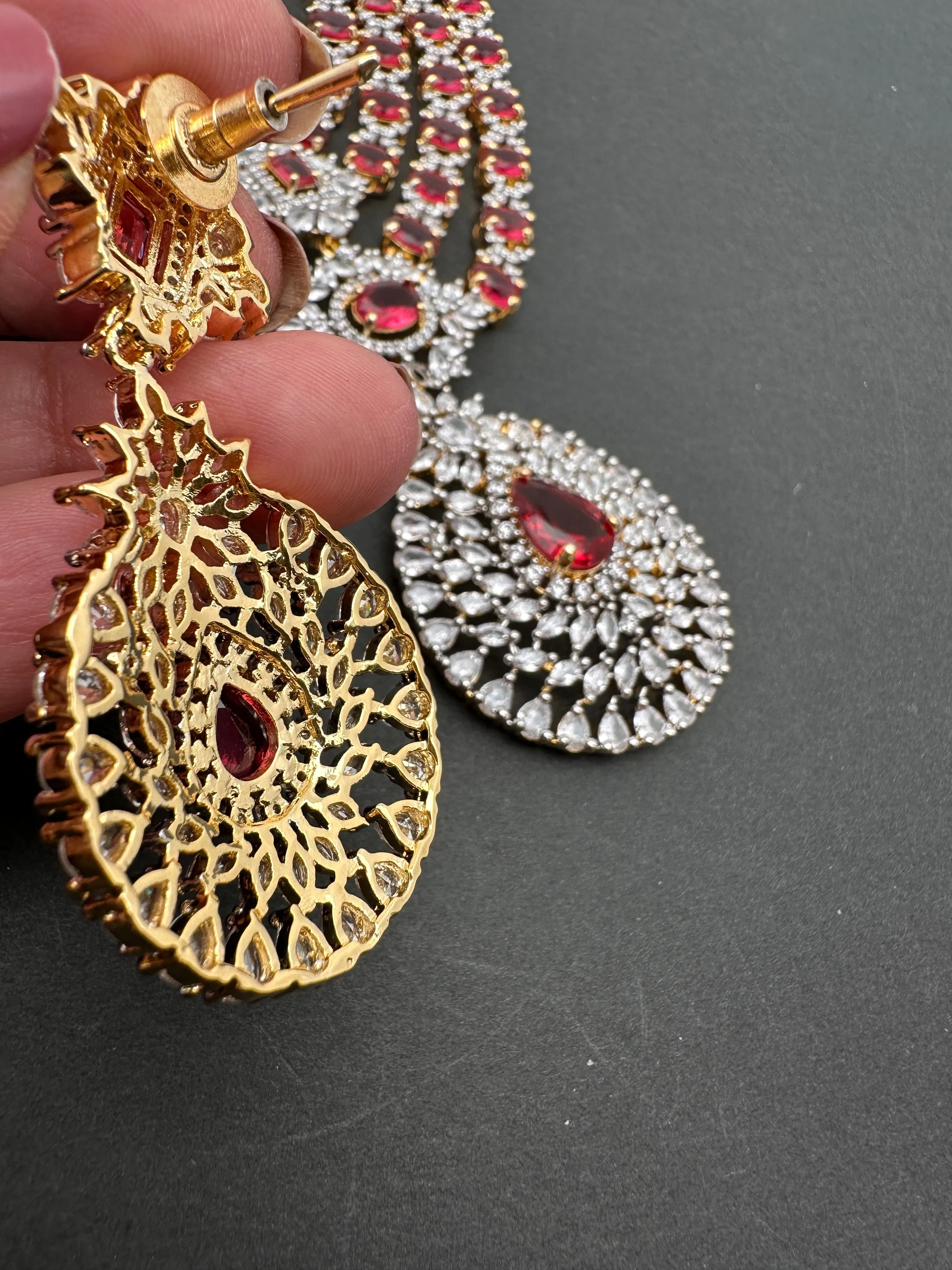 AD Color Stone four layer Short Necklace