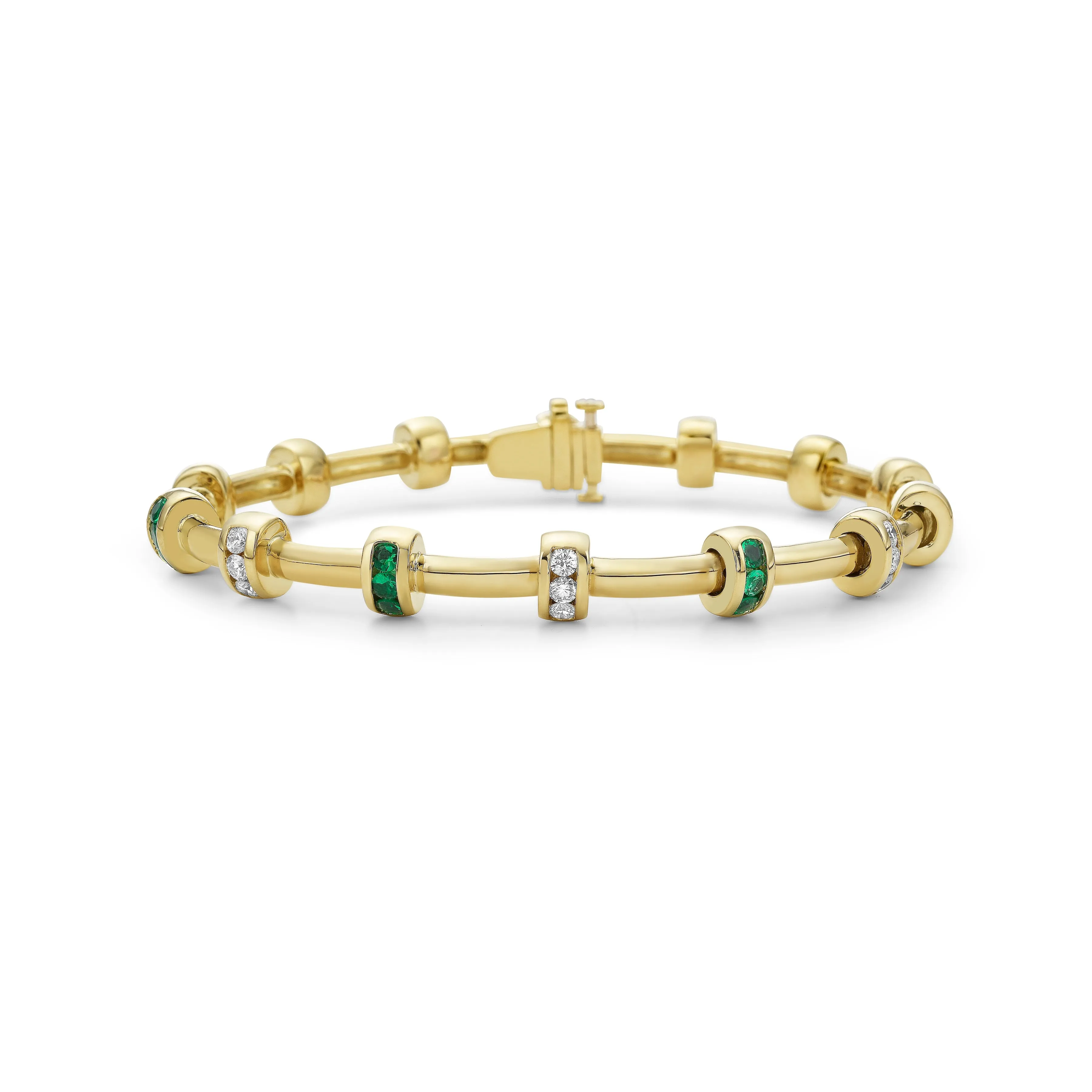 Diamond and Emerald Tube Bracelet