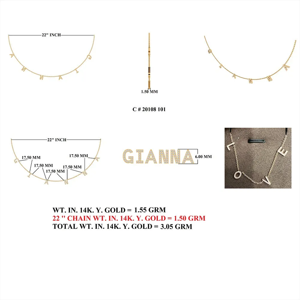 Diamond G I A N N A Letter Necklace