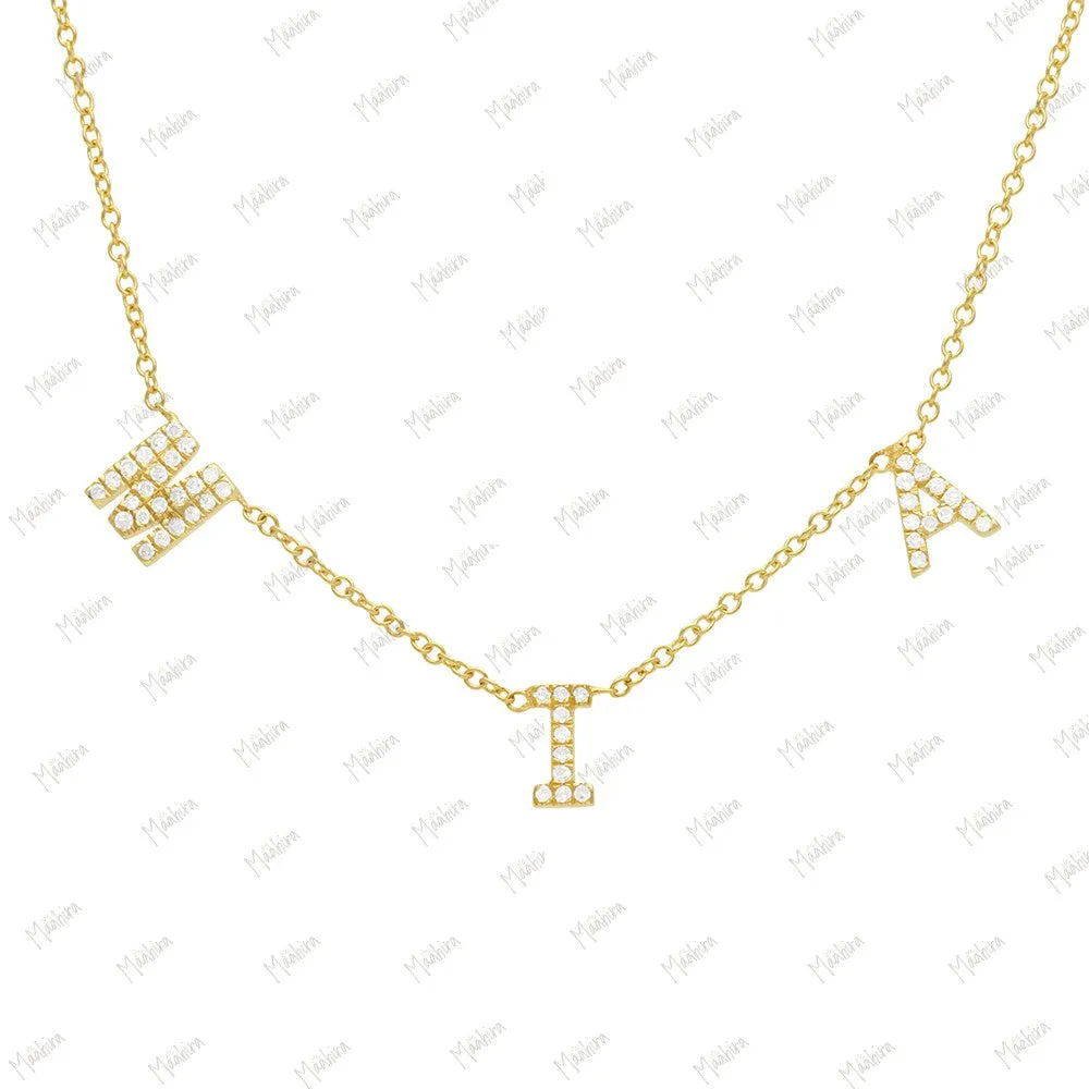 Diamond G I A N N A Letter Necklace