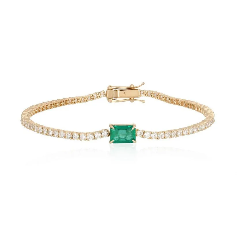 Emerald Charm Diamond Tennis Bracelet