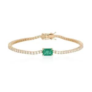 Emerald Charm Diamond Tennis Bracelet