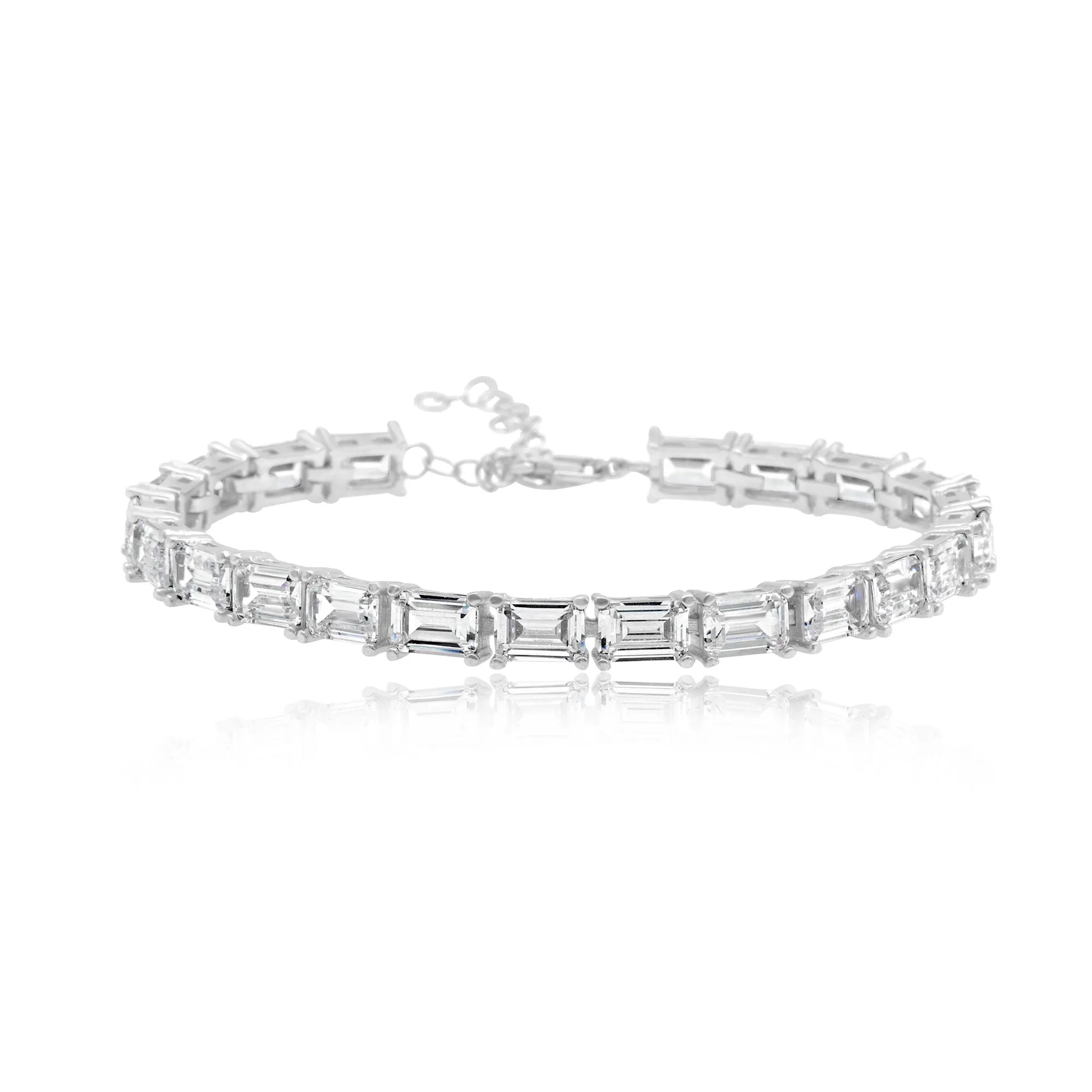 Emerald Shape Prong-Set Tennis Bracelet