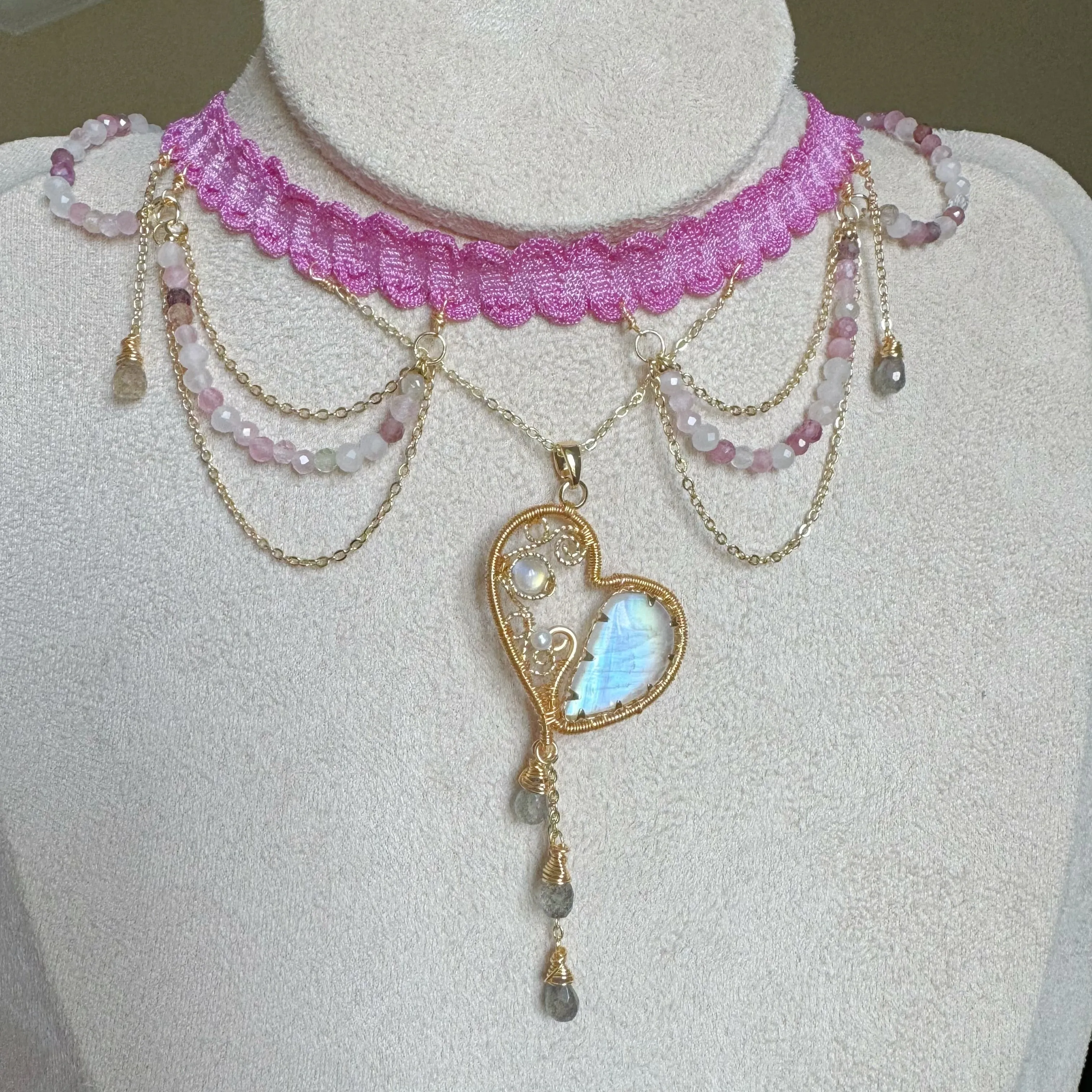 Handmade Moonstone Necklace - Wire Wrapped Jewelry
