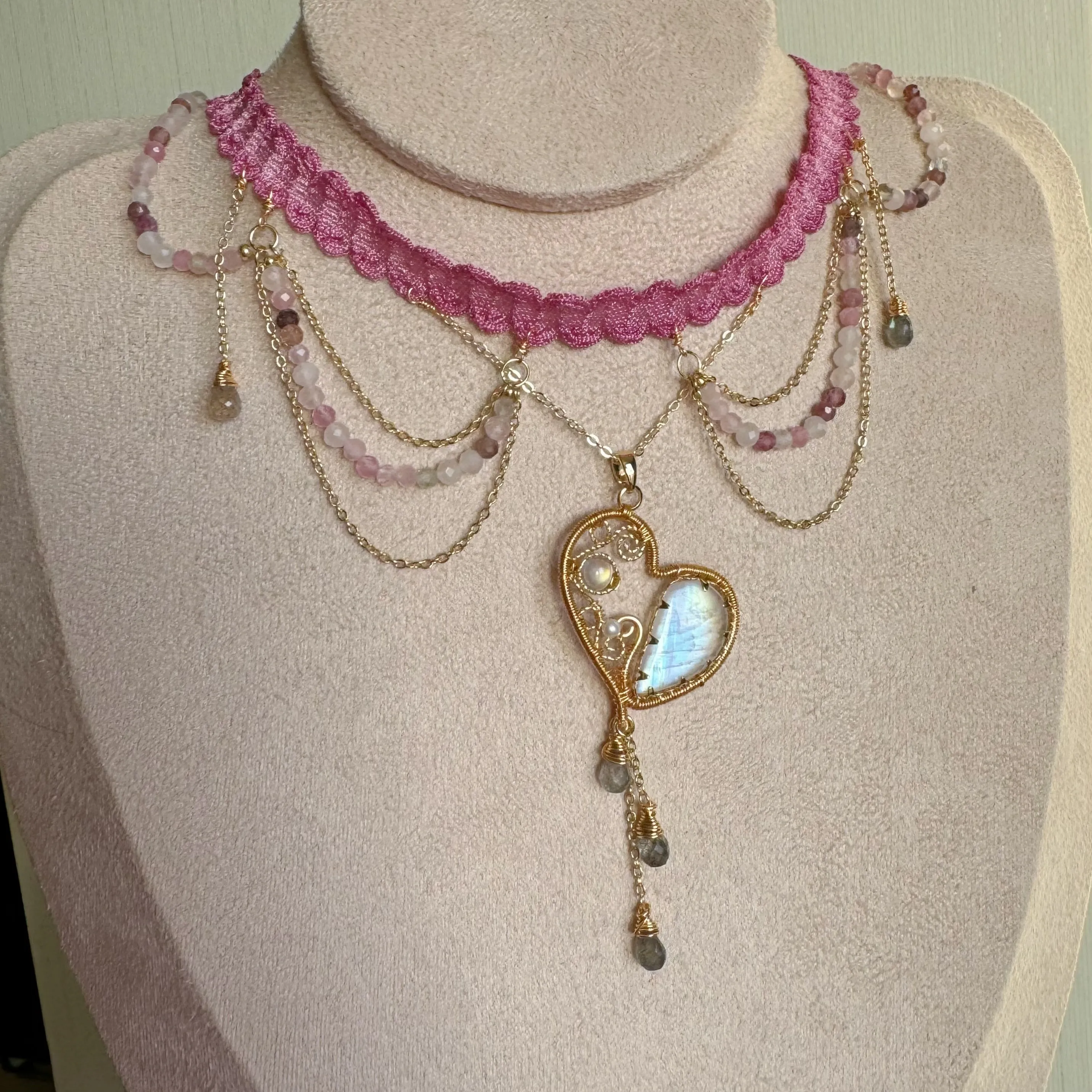 Handmade Moonstone Necklace - Wire Wrapped Jewelry