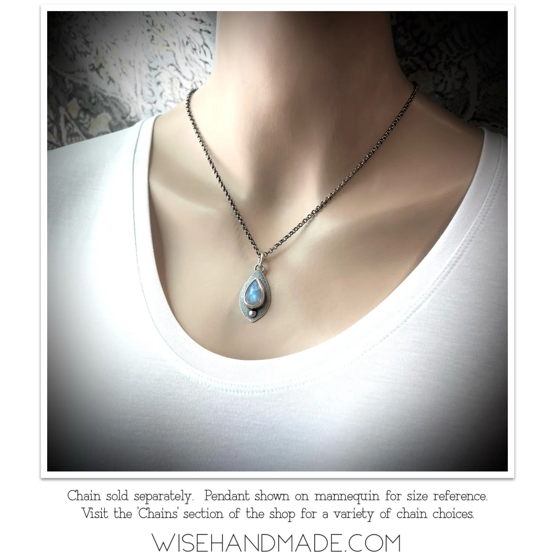 Rainbow Moonstone Sterling Silver Pendant - One-of-a-Kind Handmade Pendant