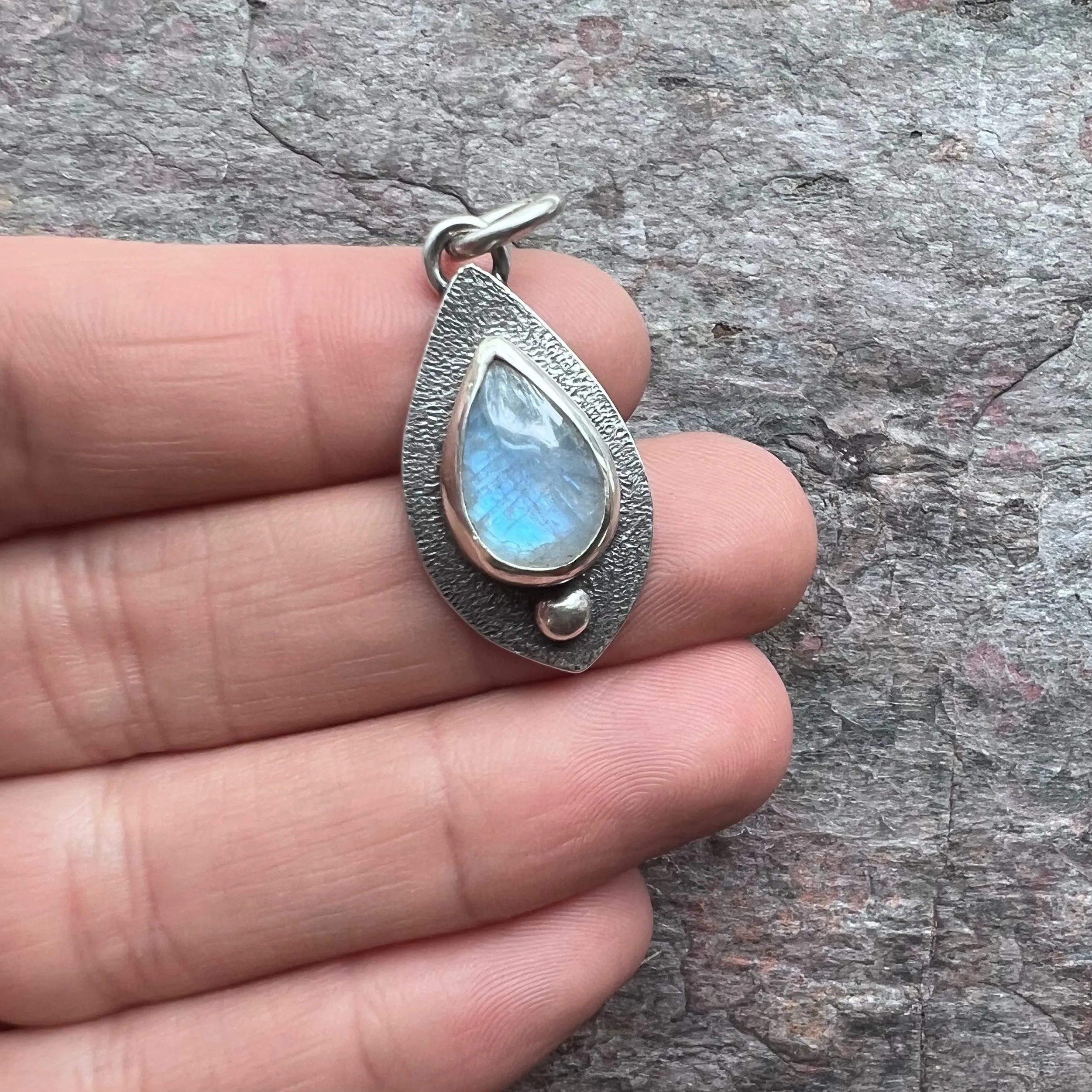 Rainbow Moonstone Sterling Silver Pendant - One-of-a-Kind Handmade Pendant
