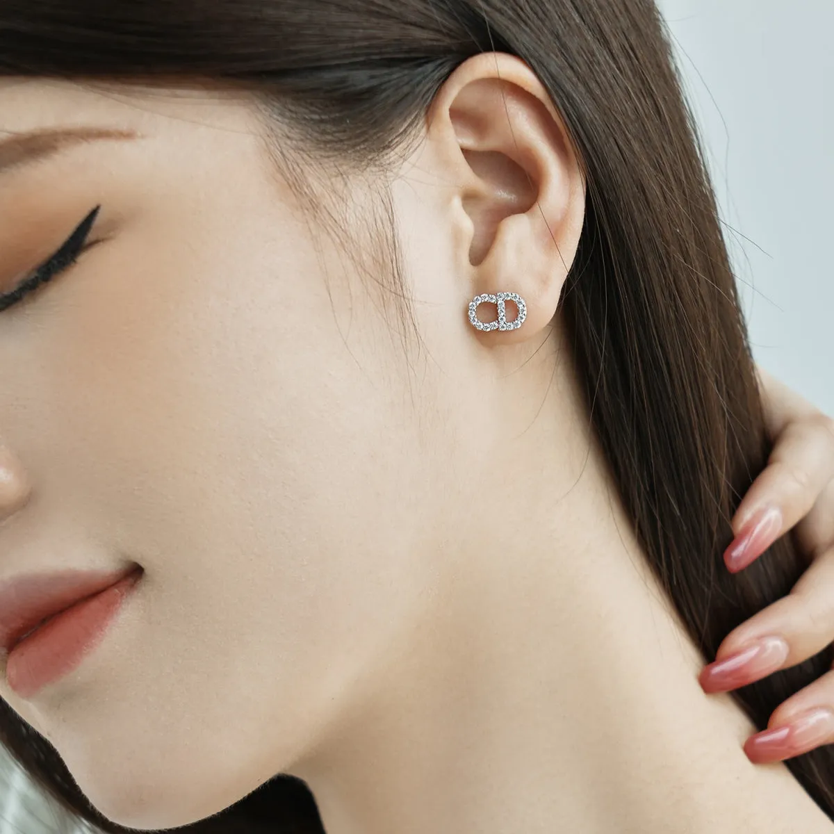 Simulated Diamond Letter Stud Earrings