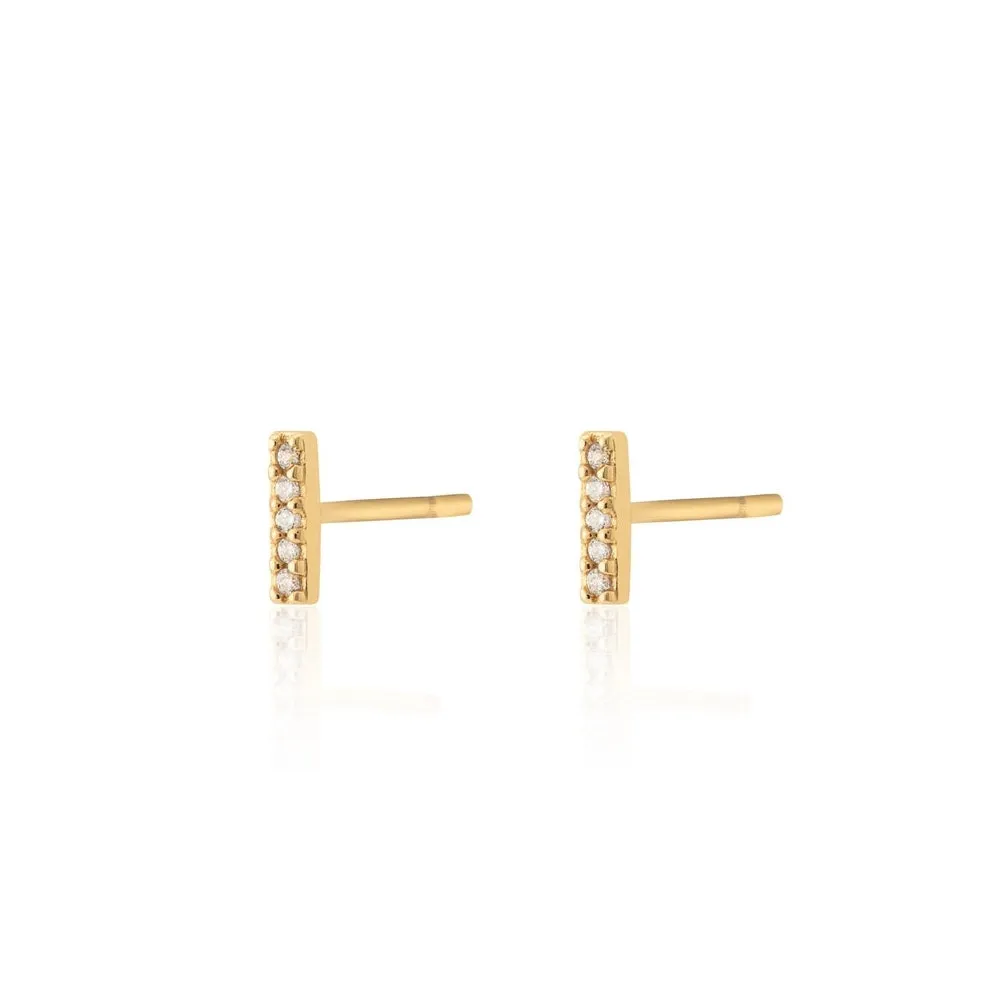 Sparkling Dash Stud Earrings - Gold - SPG-236