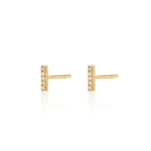Sparkling Dash Stud Earrings - Gold - SPG-236