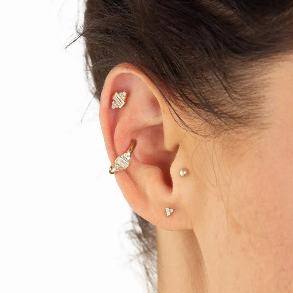 Sparkling Trinity Stud Earrings - Gold - SPG-218