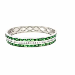 Tsavorite and Diamond Bangle Bracelet
